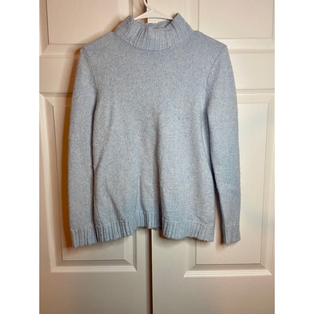 Talbots Light Blue Mock Neck Wool Blend Knit Sweater LP